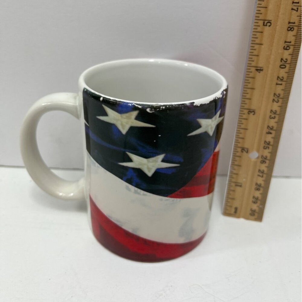 Patriotic Ceramic Mug With American Flag Design 12 Oz 14i